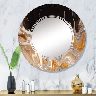 Designart 'Brown And Black Marble Waves' Printed Modern Wall Mirror