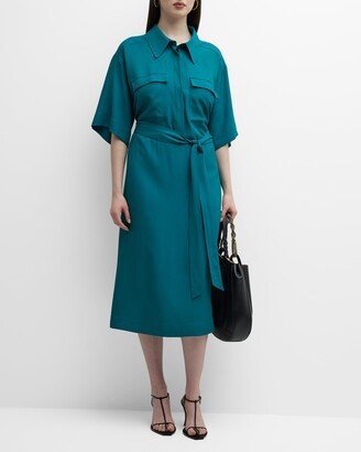 Whitney Morgan Plus Size Elbow-Sleeve Utility Shirtdress