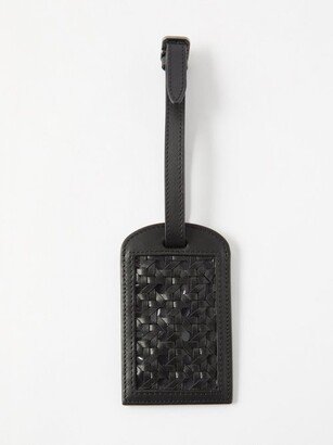 Woven-panel Leather Luggage Tag-AA
