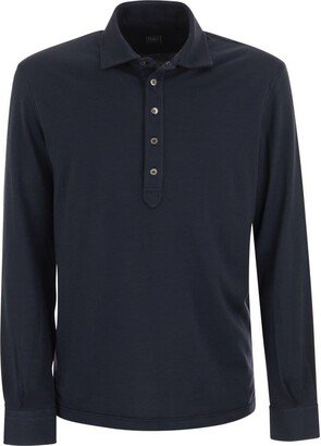 FIVE - Long-sleeved cotton polo shirt