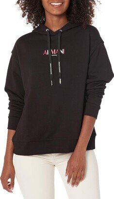 A|X Armani Exchange Women's Colorful Armani Logo Pullover Hoodie French Terry Sweatshirt