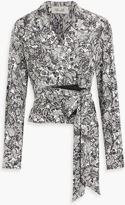 Vera wrap-effect paisley-print silk-twill blouse