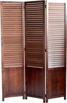 Traditional Foldable Wooden Shutter Screen with 3 Panels - 67 H x 2 W x 47 L Inches