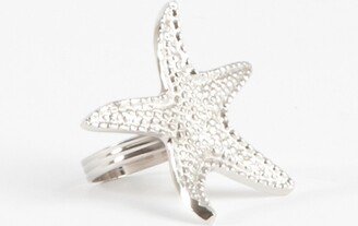 Saro Lifestyle Star Fish Design Napkin Ring, Silver (Set of 4)