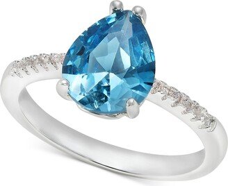 Silver-Tone Blue Teardrop Crystal Ring, Created for Macy's