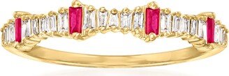 Diamond and . Ruby Stackable Ring in 14kt Yellow Gold