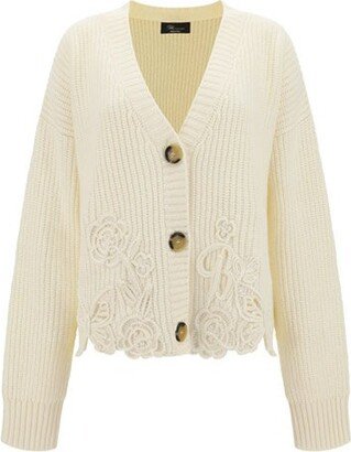 Embroidered Button-Up Cardigan