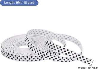 Unique Bargains Grosgrain Ribbons White with Black Dots Bow Decoration