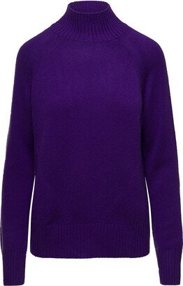 Violet Mockneck Sweater With Ribbed Trim In Cashmere Woman-AA