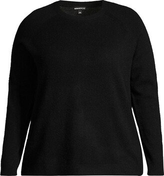 Minnie Rose, Plus Size Plus Size Shrunken Cashmere Crewneck Sweater