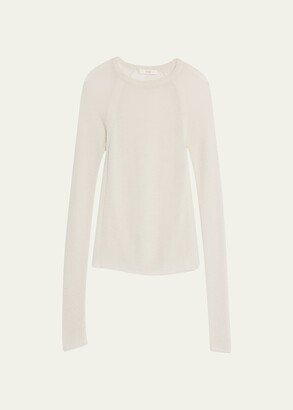 Raglan-Sleeve Sheer Cashmere Sweater