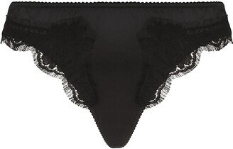 Black Floral Lace Thong