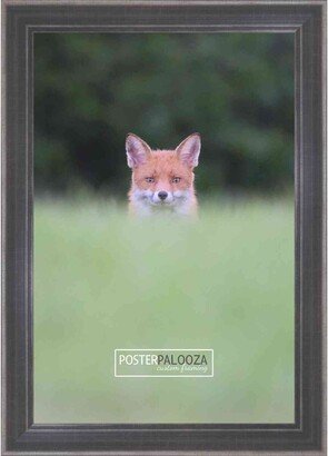 PosterPalooza 10x20 Contemporary Pewter Complete Wood Picture Frame with UV Acrylic, Foam Board Backing, & Hardware-AA