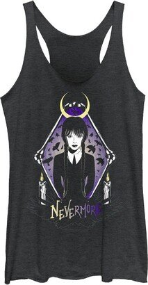 Wednesday Series Women' Wedneday Nevermore Portrait Racerback Tank Top - Black Heather - Small