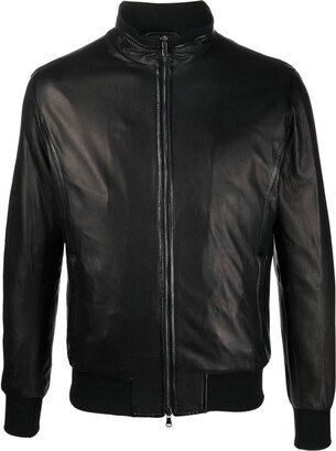 Leather Bomber Jacket-AQ