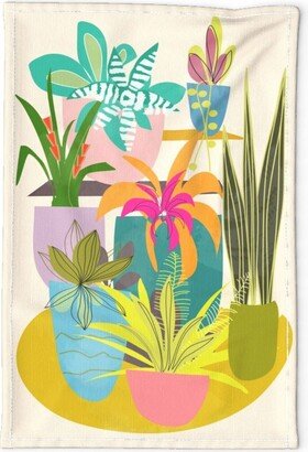 Tropical Plants Tea Towel - Summer Garden By Mirimo Design Leaves Nature Linen Cotton Canvas Spoonflower