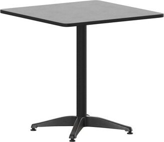 Emma and Oliver Black 27.5'' Square Metal Table with Base for Indoor and Outdoor Use