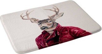 36x24 Animal Crew Red Deer Memory Foam Bath Mat Red