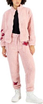 Juniors Patchwork Zip Up Sherpa Jacket Sherpa Joggers