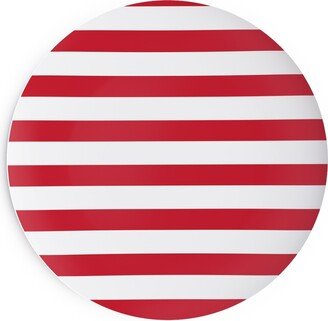 Salad Plates: Stripes - Red And White Salad Plate, Red