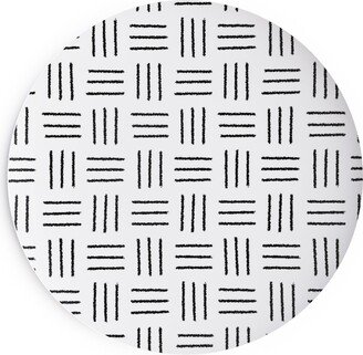 Salad Plates: Mudcloth Basket Weave - Black On White Salad Plate, White