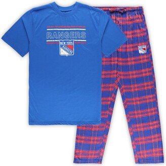 Men's Blue, Red New York Rangers Big and Tall T-shirt and Pajama Pants Sleep Set - Blue, Red