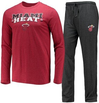 Men's Concepts Sport Black, Red Miami Heat Long Sleeve T-shirt and Pants Sleep Set - Black, Red