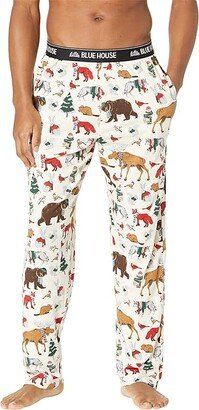 Little Blue House by Hatley Woodland Winter Jersey Pajama Pants (Natural) Men's Pajama