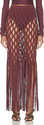 Fishnet Maxi Skirt With Brief in Wine