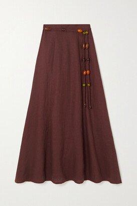 Net Sustain + Monikh Es Raco Paneled Linen Maxi Skirt - Brown