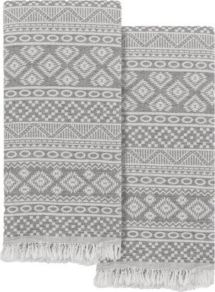 Set Of 2 Sea Breeze Turkish Cotton Pestemal Beach Towels-AF