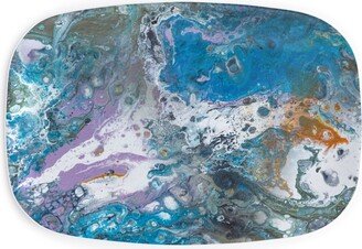 Serving Platters: Flow Painting - Blue Serving Platter, Blue