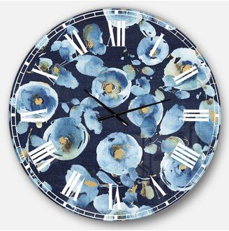 Designart Floral Oversized Metal Wall Clock - 36 x 36