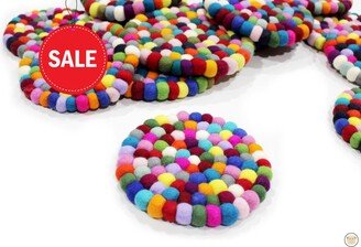 Sale Multicolor Trivets For Clearance Sale | Set Of 3 |Handmade Felt Wool Felted Kitchen Trivet 20 cm