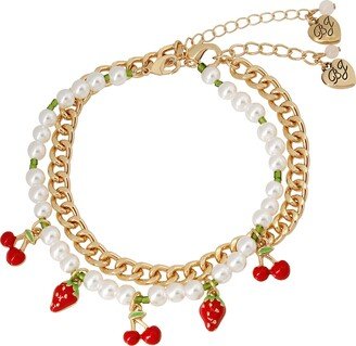 Fruit Charm Pearl Anklet Set