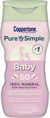 Pure & Simple Baby Mineral Sunscreen - SPF 50 - 6 fl oz