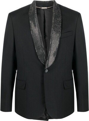 Studded-Lapel Single-Breasted Blazer