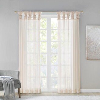 Gracie Mills 1-pc Diy Twisted Tab Sheer Window Curtain Panel, Ivory - 95 Panel