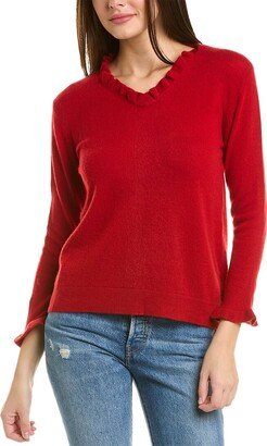 Ruffle V-Neck Cashmere Sweater