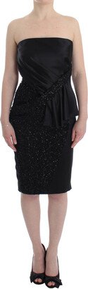 Masha Ma Black Strapless Embellished Pencil Women's Dress