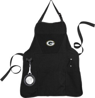 Green Bay Packers Black Grill Apron- 26 x 30 Inches Durable Cotton with Tool Pockets and Beverage Holder