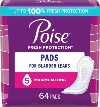 Poise Postpartum Incontinence Feminine Pads for Women - Maximum Absorbency - Long - 64ct