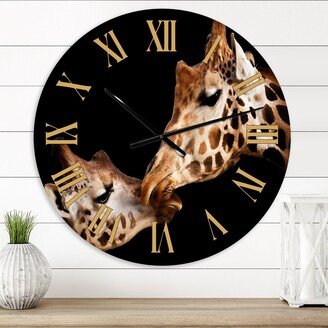 Designart 'Portrait Of Two Giraffes Kissing II' Farmhouse wall clock