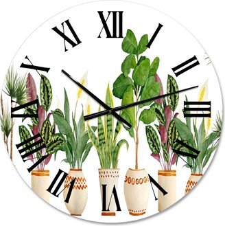 Designart 'Trio of Houseplants Sanseviera Snake Plant' Farmhouse wall clock