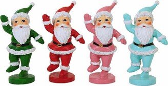 Dancing Santa Figurines - Four Santa Figurines 4.0 Inches - Christmas Traditional Retro - Tc01663 - Polyresin - Multicolored