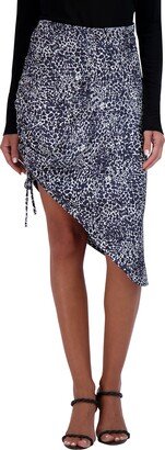 Women's Fitted Skirt High-Low Asymmetrical Hem with Drawstring