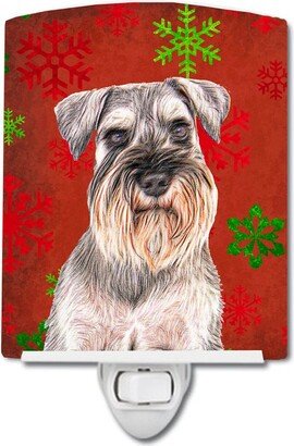 Red Snowflakes Holiday Christmas Schnauzer Ceramic Night Light