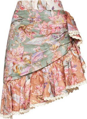 Floral Printed Wrapped Mini Skirt