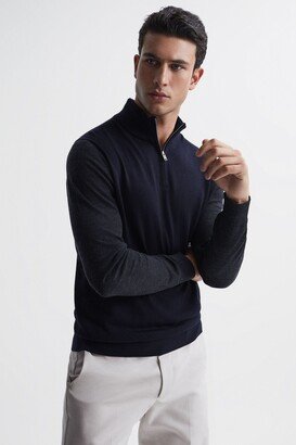 Merino Colourblock Half Zip Jumper