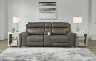 Roman Power Reclining Loveseat with Console and Adjustable Headrest - 89W x 41D x 41H